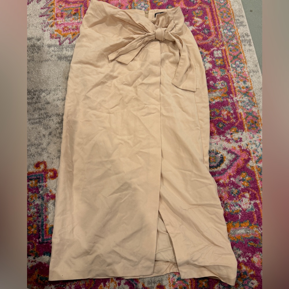 Zara Nude maxi skirt with slit wrap around